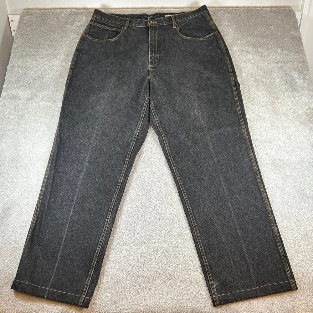 VTG Y2K Mecca Carpenter Jeans Mens 40 Black Baggy Relaxed Fit Utility Streetwear